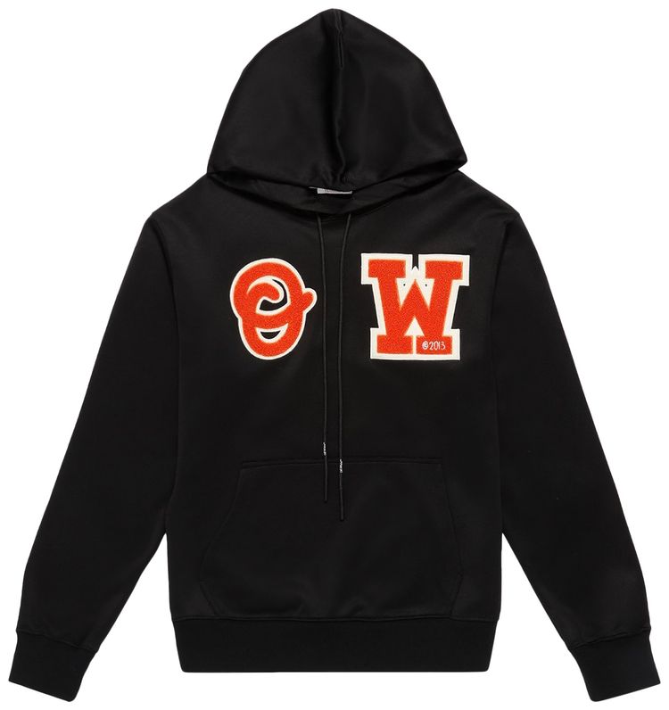 Off White Patch Slim Hoodie BlackOrange