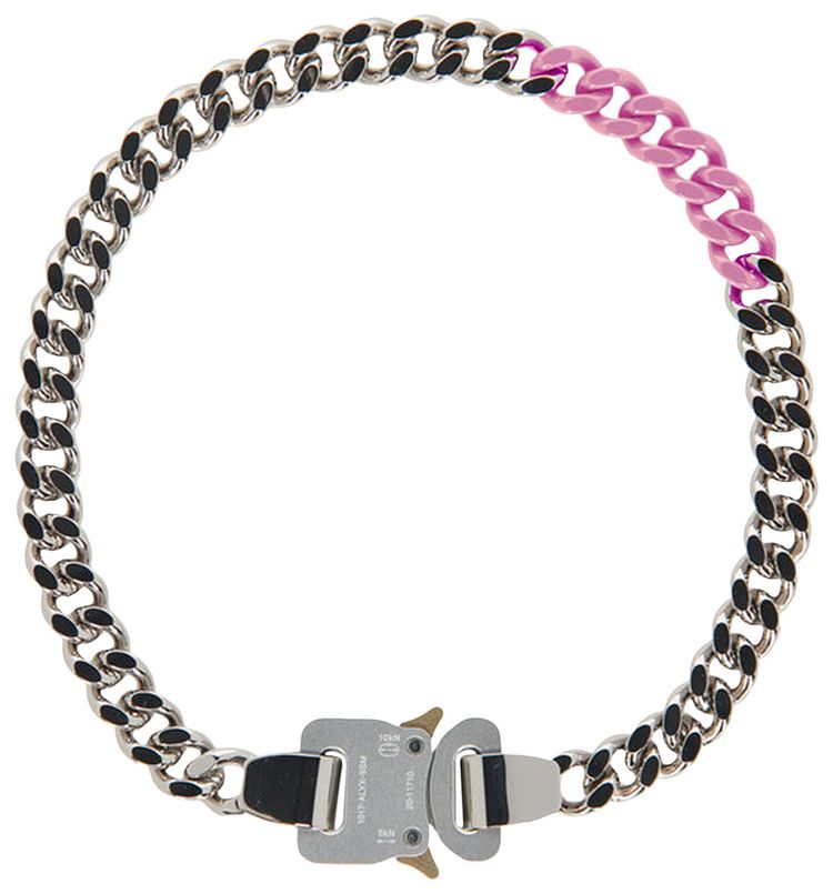 1017 ALYX 9SM Colored Links Buckle Necklace SilverPink