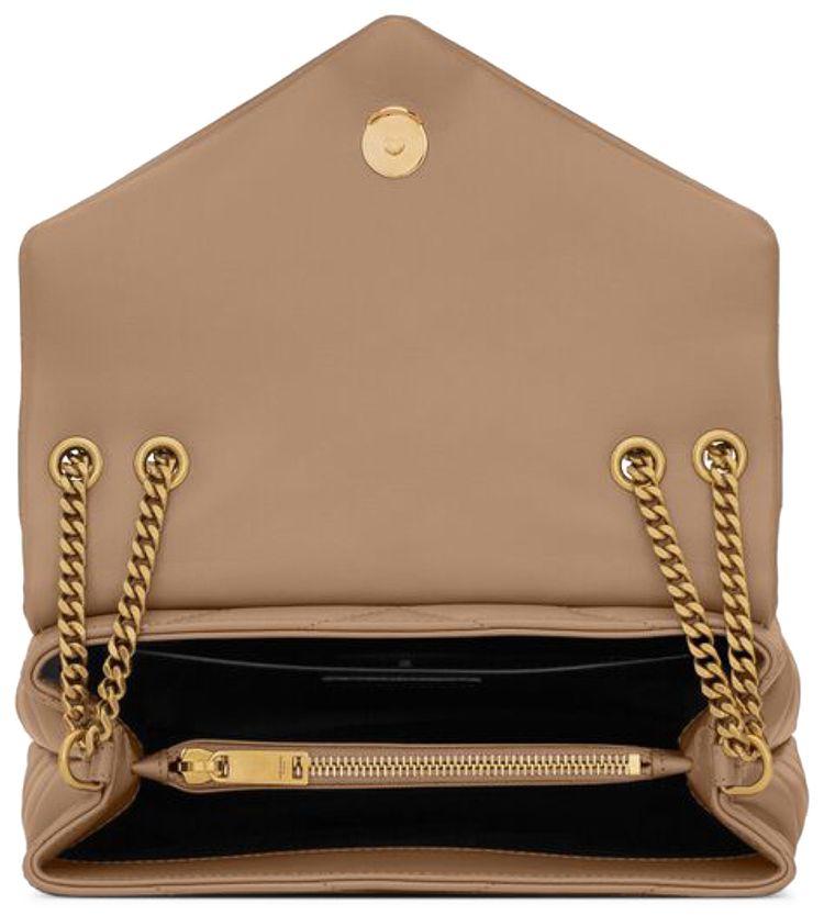 Saint Laurent Small Loulou Matelasse Leather Shoulder Bag Dark Beige