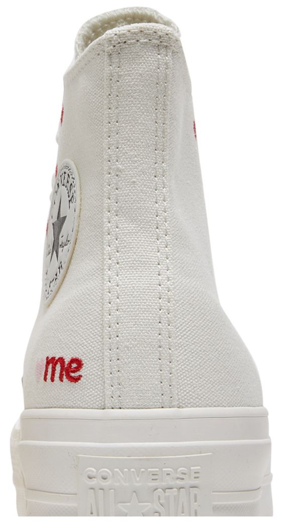 Converse Wmns Chuck Taylor All Star Lift Platform High Embroidered Hearts White