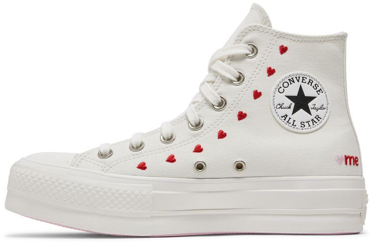 Converse Wmns Chuck Taylor All Star Lift Platform High Embroidered Hearts White
