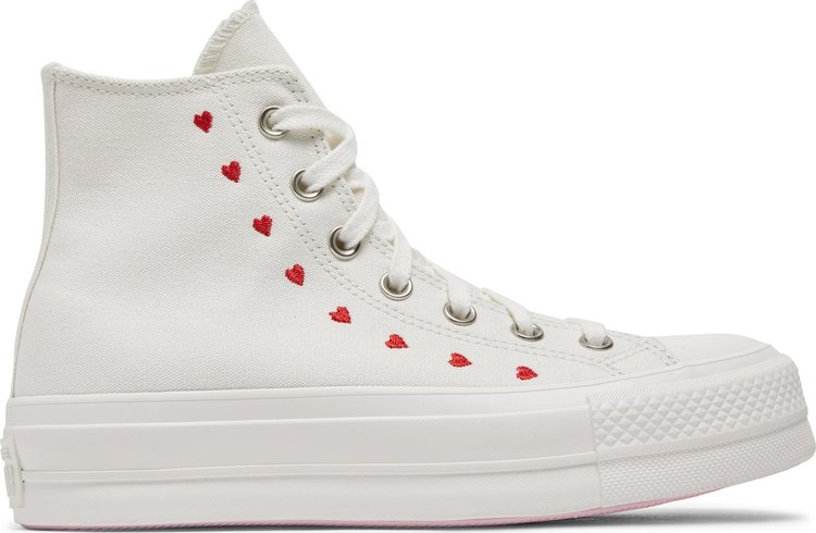 Wmns Chuck Taylor All Star Lift Platform High 'Embroidered Hearts - White'  | GOAT