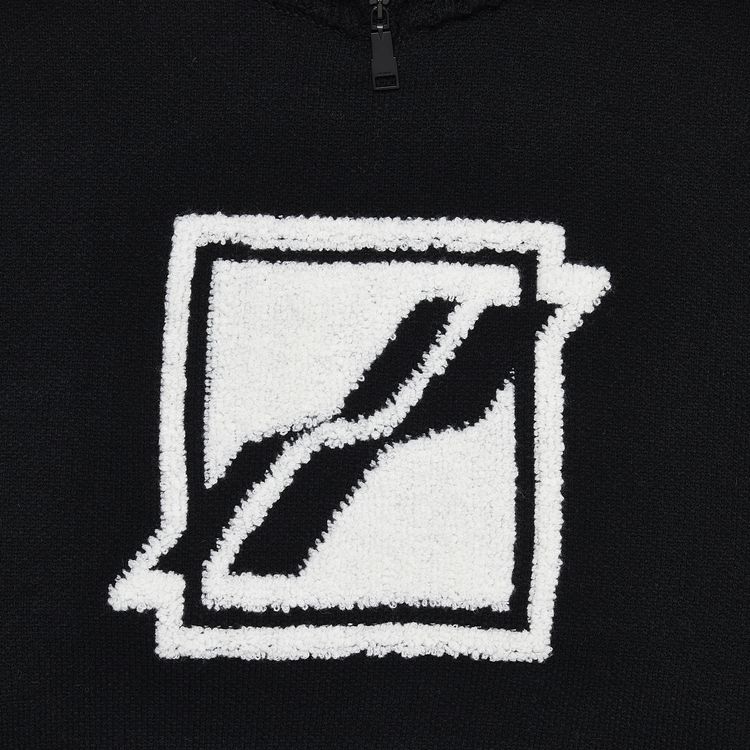 We11done Square Logo Pile Knit Jumper Black