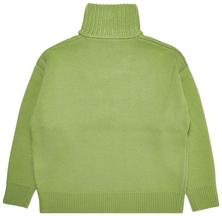 We11done Square Logo Pile Knit Jumper Green