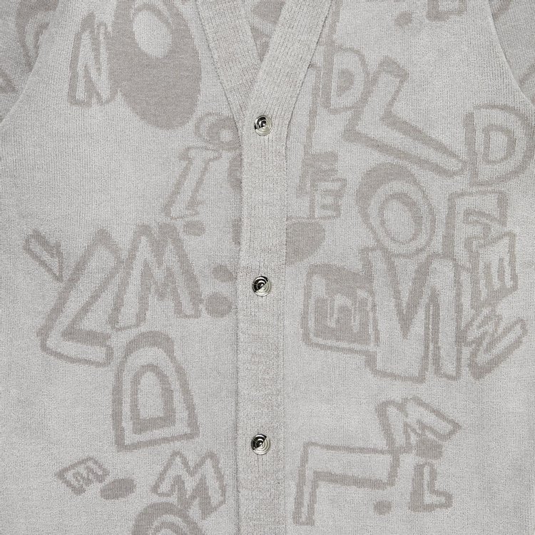 We11done Logo Graffiti All Over Cardigan Grey