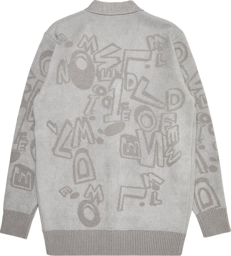 We11done Logo Graffiti All Over Cardigan Grey