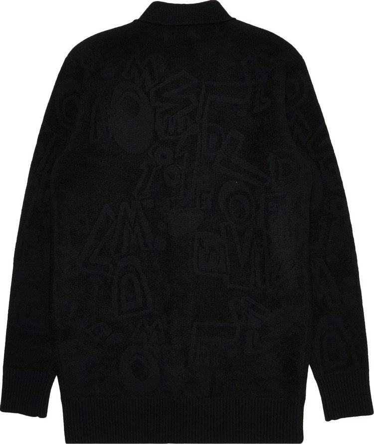 We11done Logo Graffiti All Over Cardigan Black