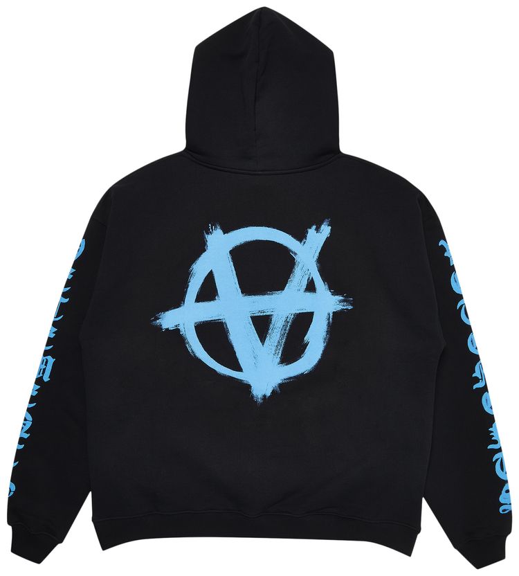Vetements Double Anarchy Logo Hoodie BlackLight Blue