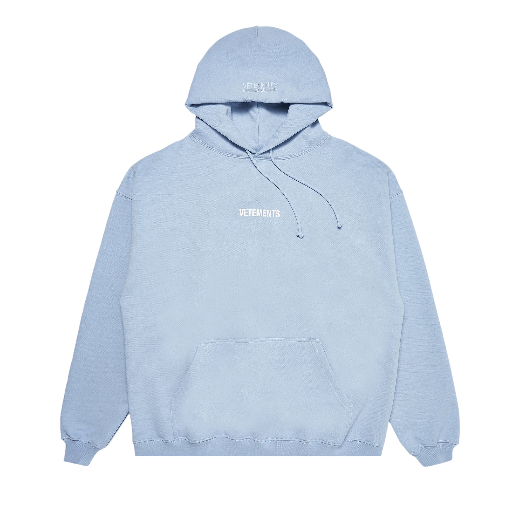 Vetements Logo Label Hoodie 'Baby Blue' | GOAT