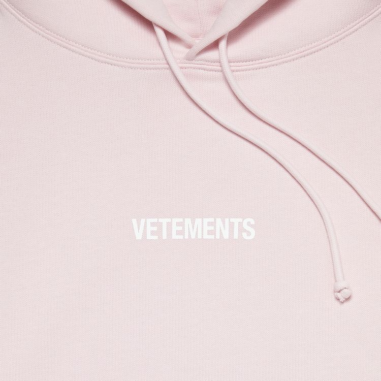 Vetements Logo Label Hoodie Baby Pink