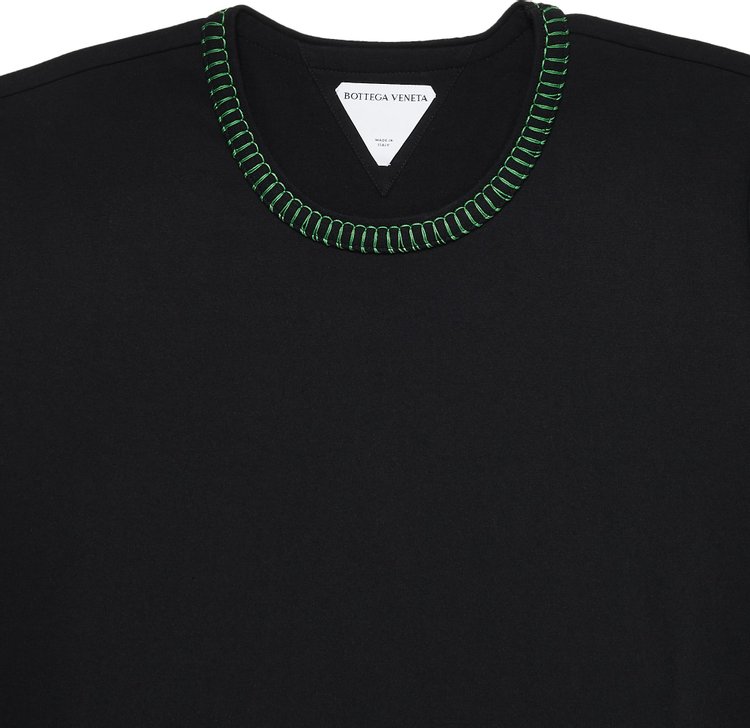 Bottega Veneta Overlock Cotton Jersey T Shirt Black