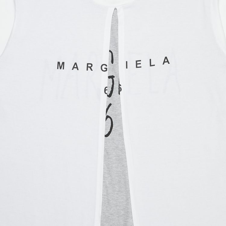 MM6 Maison Margiela Center Split Graphic Logo T Shirt WhiteGrey