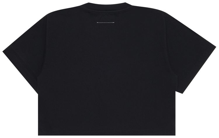 MM6 Maison Margiela Logo Patch Cropped T Shirt Black