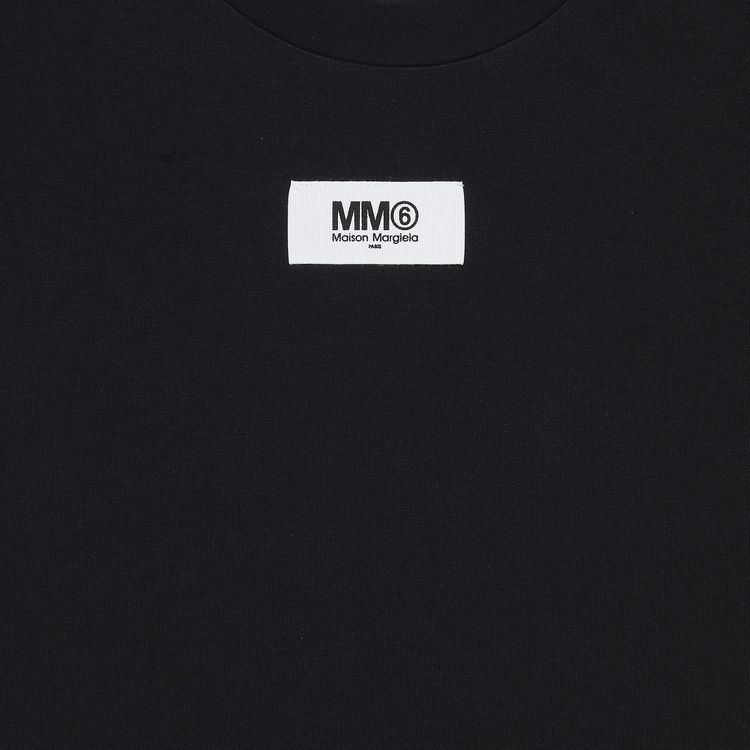 MM6 Maison Margiela Logo Patch Cropped T Shirt Black