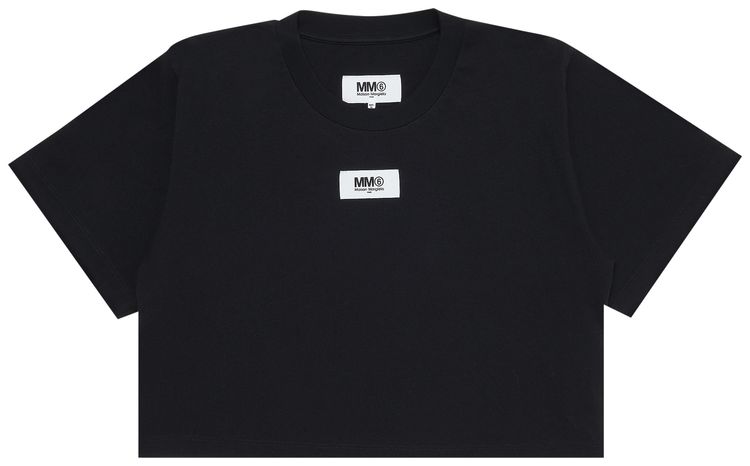 MM6 Maison Margiela Logo Patch Cropped T Shirt Black