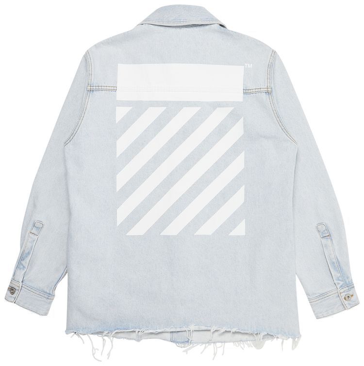 Off White Diag Long Sleeve Denim Shirt Light BlueWhite