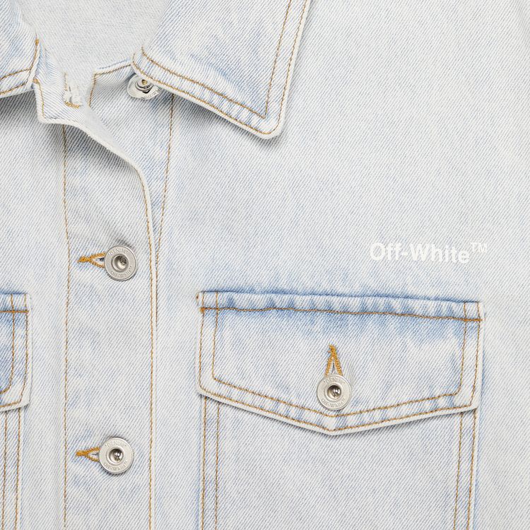 Off White Diag Long Sleeve Denim Shirt Light BlueWhite