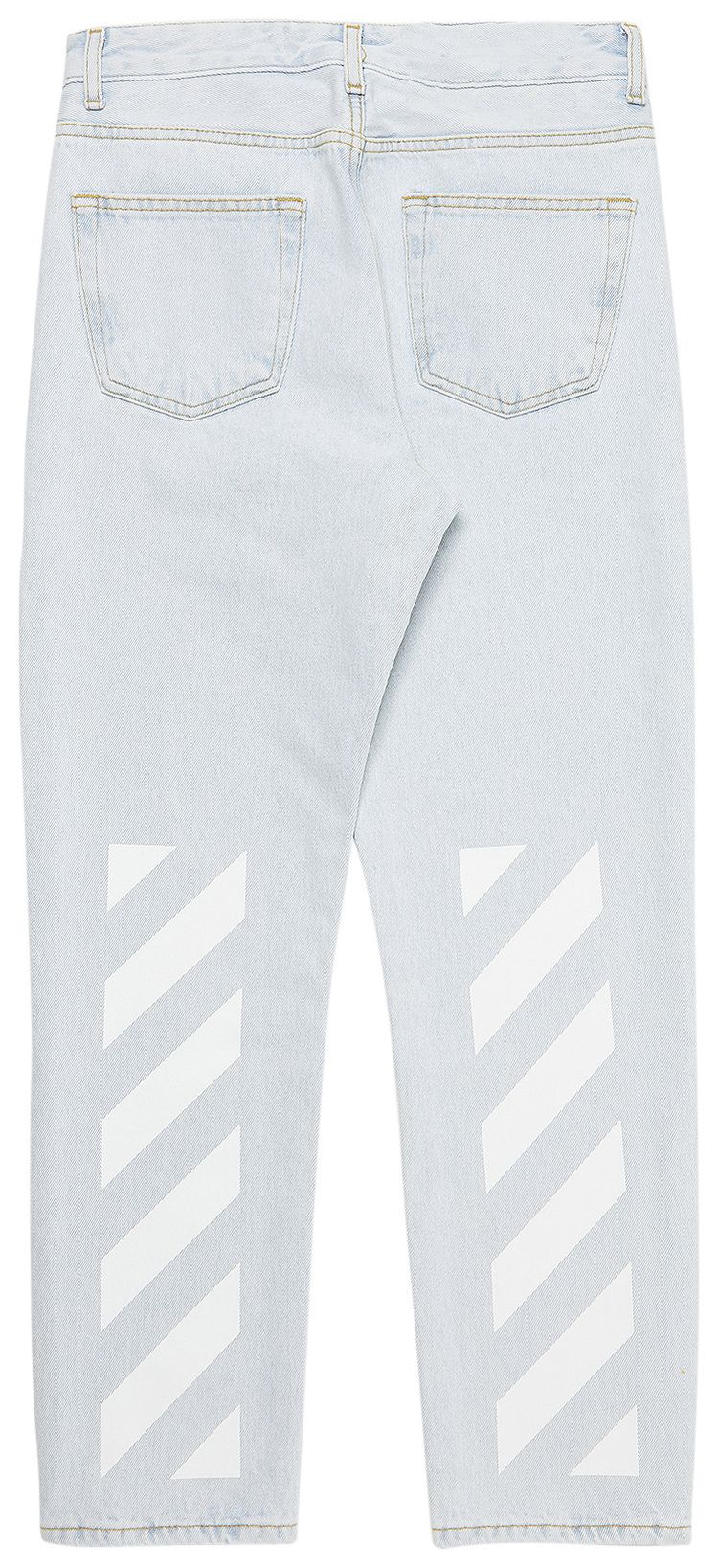 Off White Diag Straight Leg 5 Pocket Jeans Light BlueWhite