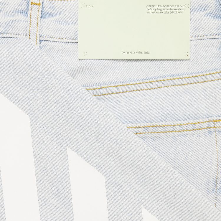 Off White Diag Straight Leg 5 Pocket Jeans Light BlueWhite