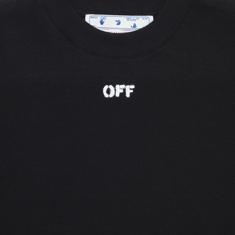 Off White Off Stamp Ribbed Cropped Tee BlackWhite
