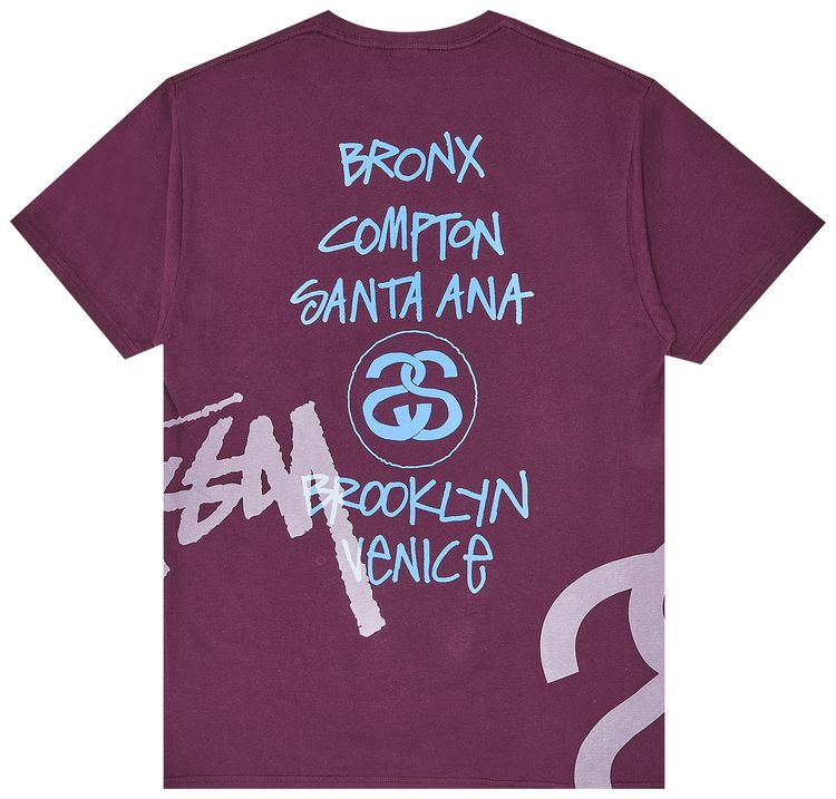 Stussy Big World Tour Tee Eggplant