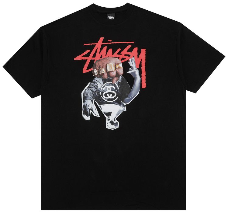 Stussy Fist Gold Ring Tee Black