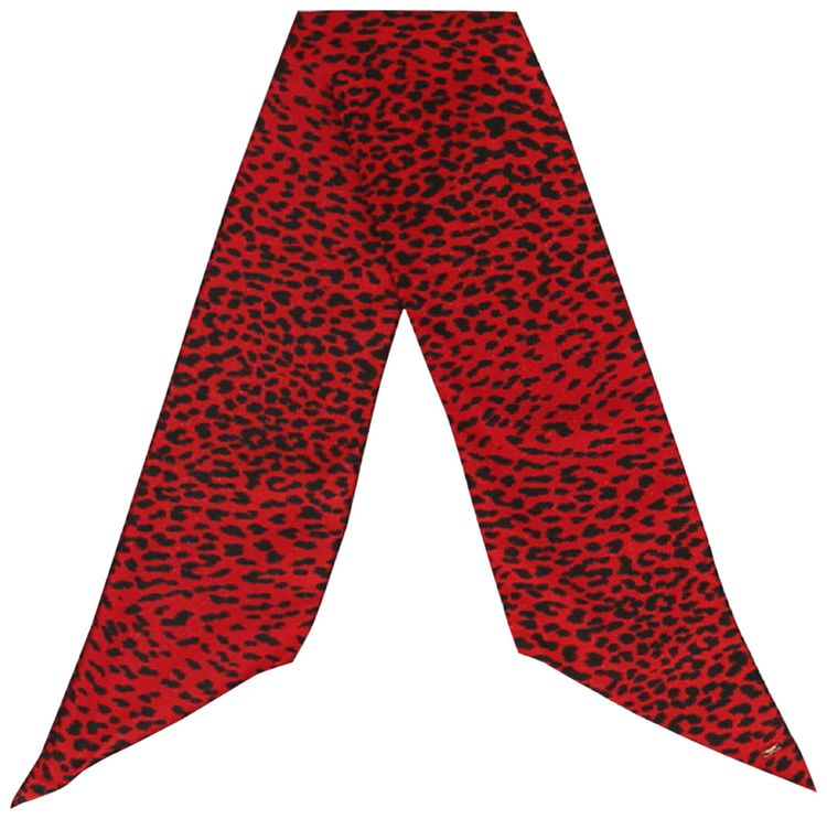 Saint Laurent Leopard Print Scarf Red