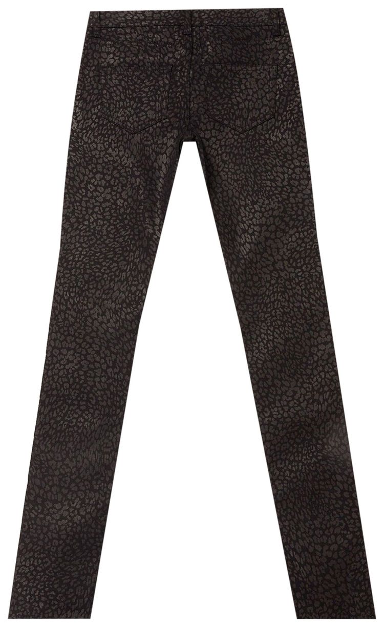 Saint Laurent Mid Rise Leopard Skinny Jeans Black