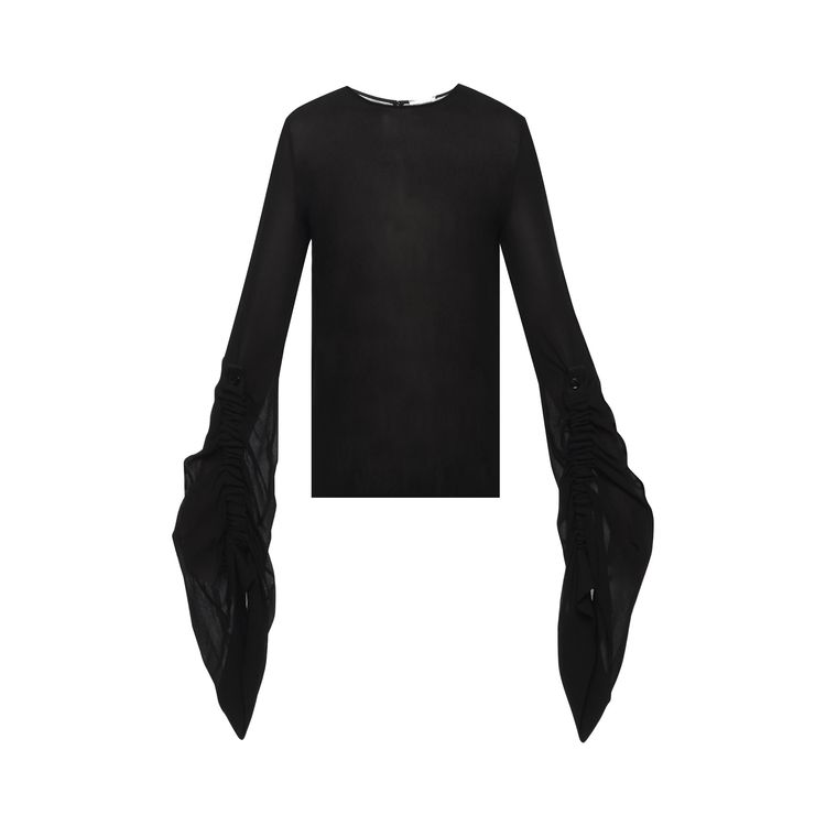 Saint Laurent Draped Long Sleeve Blouse Black