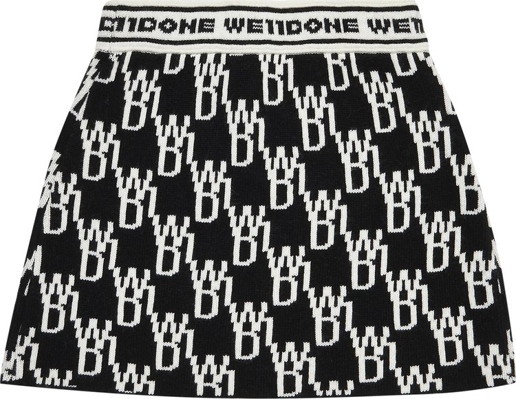 We11done WD1 All Over Logo Knit Mini Skirt Black