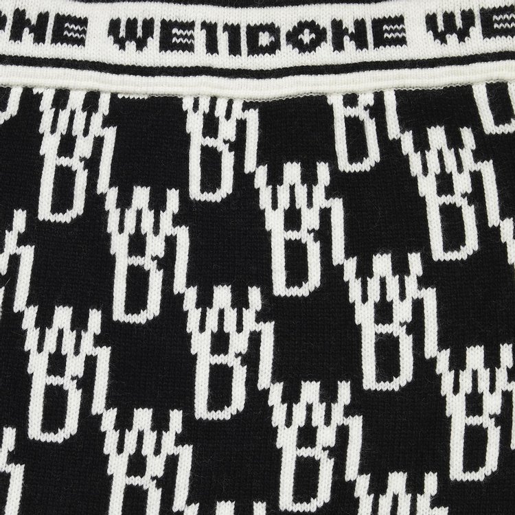 We11done WD1 All Over Logo Knit Mini Skirt Black