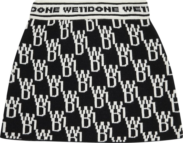 We11done WD1 All Over Logo Knit Mini Skirt 'Black'