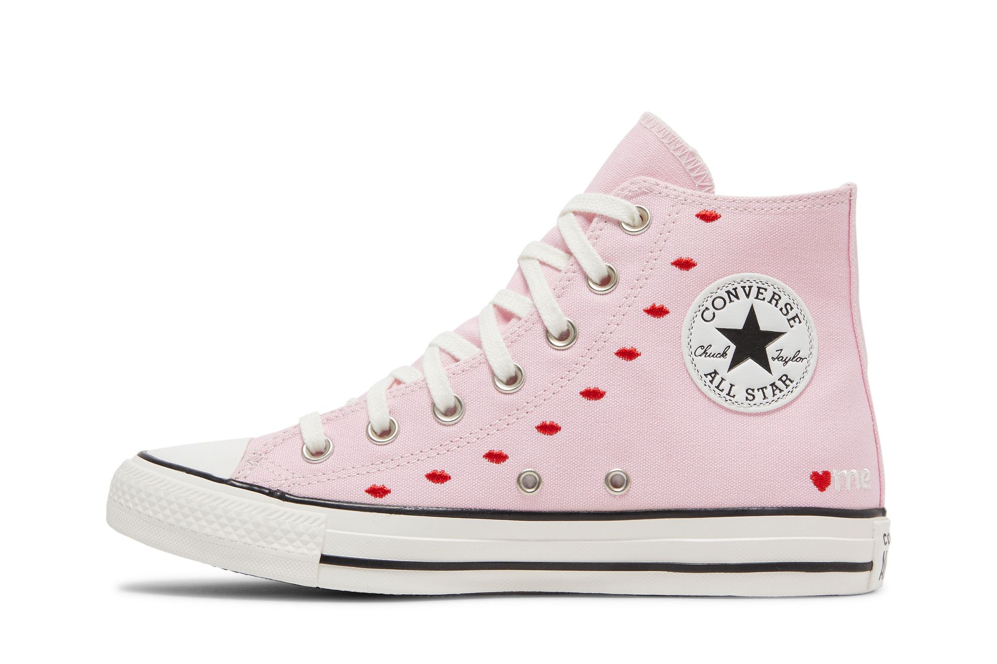 Size 10.5 Wmns Chuck Taylor All Star High Embroidered Hearts Cherry Blossom
