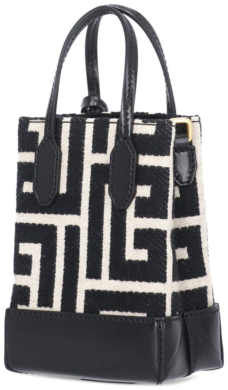 Balmain XS Folded Monogram Jacquard Shopping Bag Ivoire