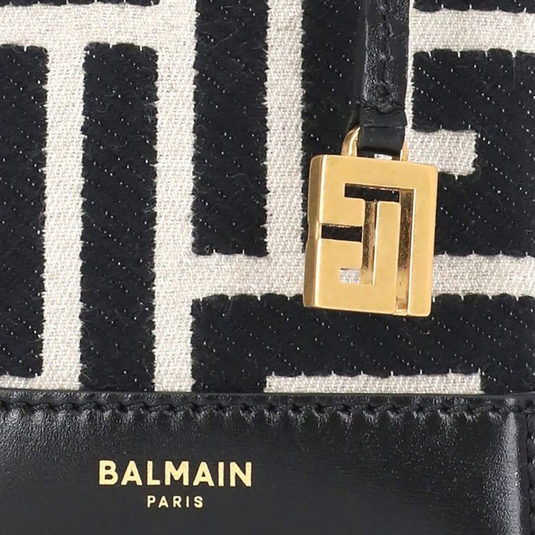 Balmain XS Folded Monogram Jacquard Shopping Bag Ivoire