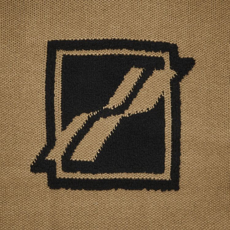 We11done Square Logo Pile Knit Jumper Brown