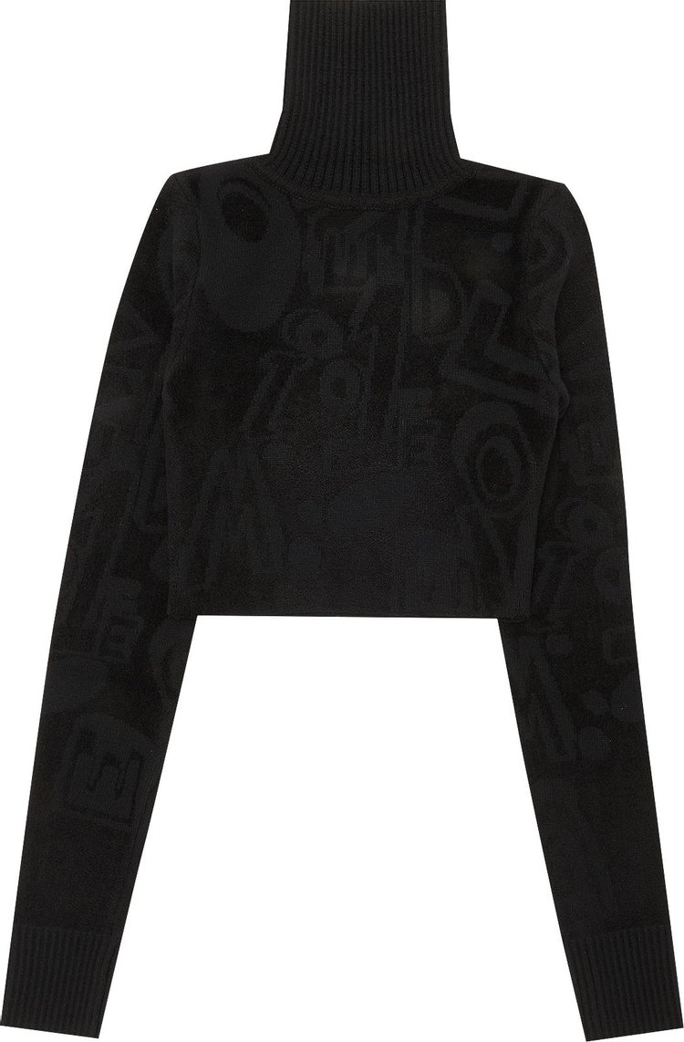 Buy We11done Logo Graffiti Turtle Neck Crop Top 'Black' - WD KT3 21 629 ...