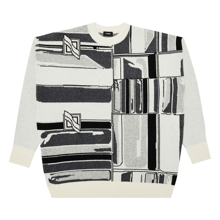 We11done Flat Chain Graphic Jacquard Sweater Ivory