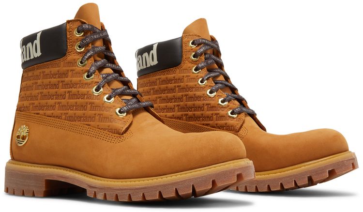 Timberland 6 Inch Premium Boot Repeat Logo   Wheat