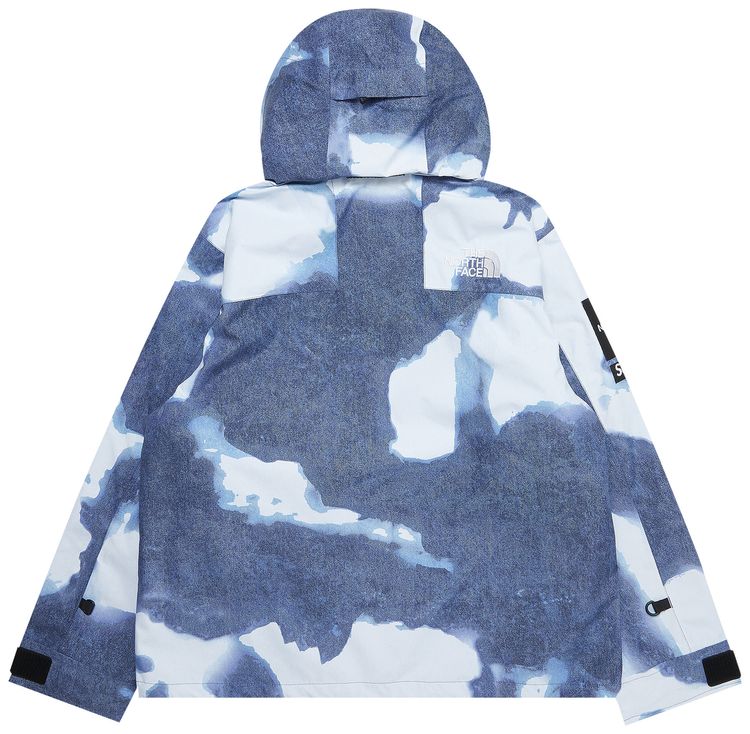 Supreme x The North Face Bleached Denim Print Mountain Jacket Indigo