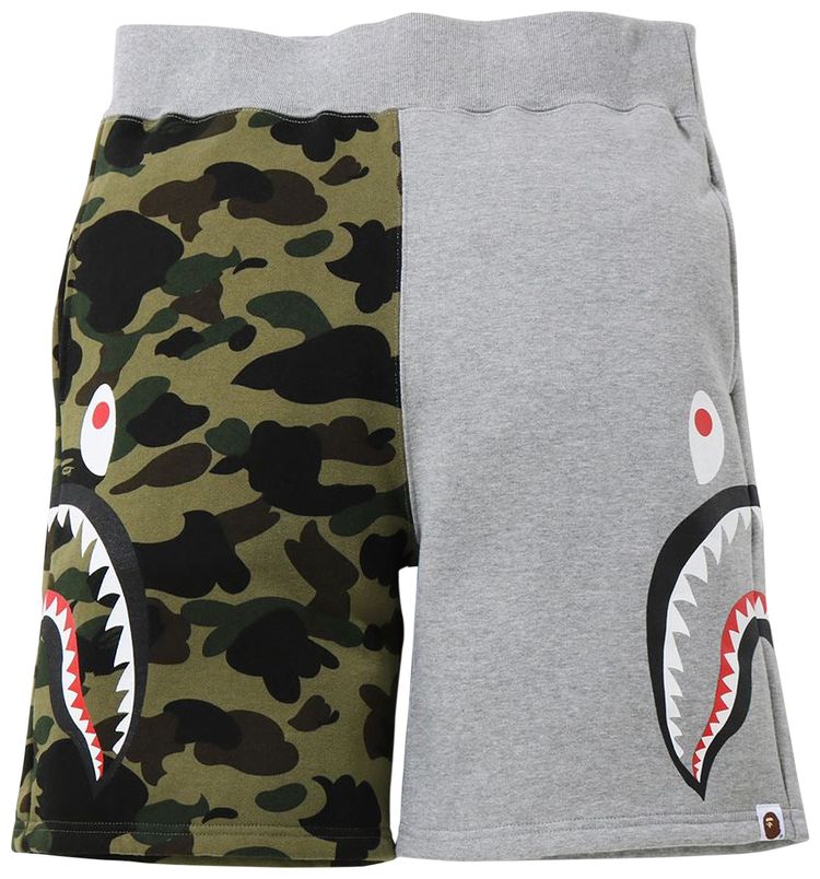 BAPE 1st Camo Side Shark Sweat Shorts Grey