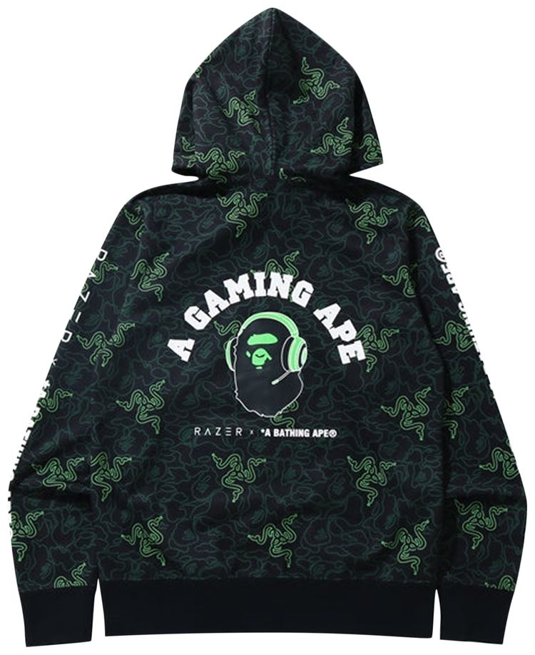BAPE x Razer Neon Camo Full Zip Hoodie Green