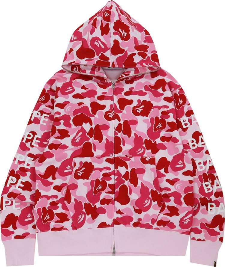 BAPE Big ABC Camo Relaxed Fit Full Zip Hoodie 'Pink'