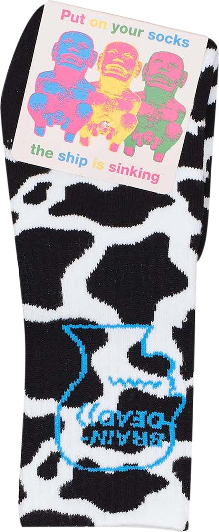 Brain Dead Cowprint Socks 'Cow/Blue'