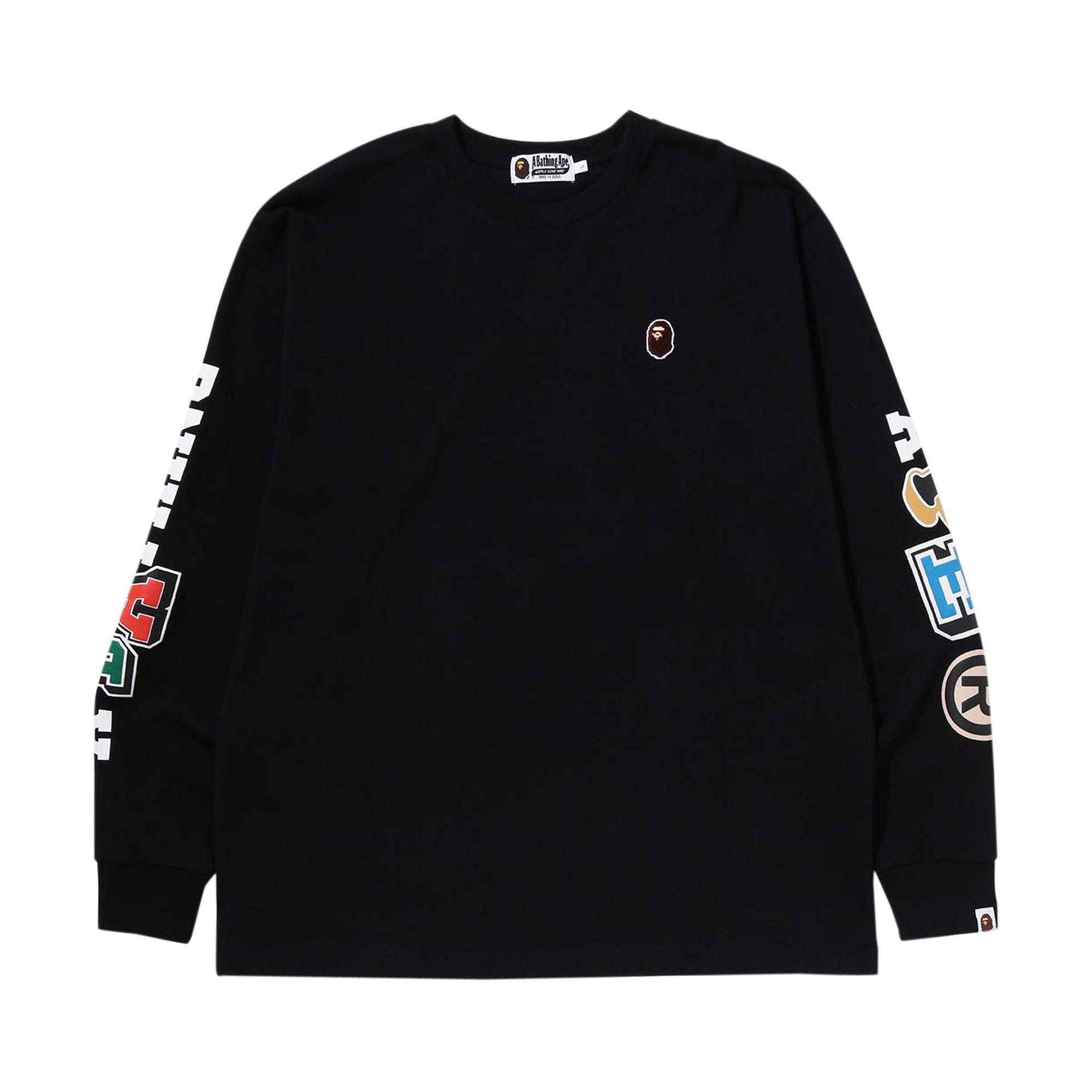 Size xl BAPE Multi Fonts Relaxed Fit Heavy Weight Long Sleeve Tee Black