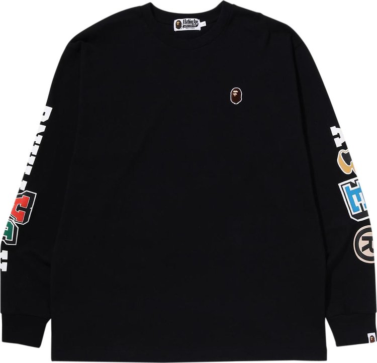 Buy BAPE Multi Fonts Relaxed Fit Heavy Weight Long-Sleeve Tee 'Black ...