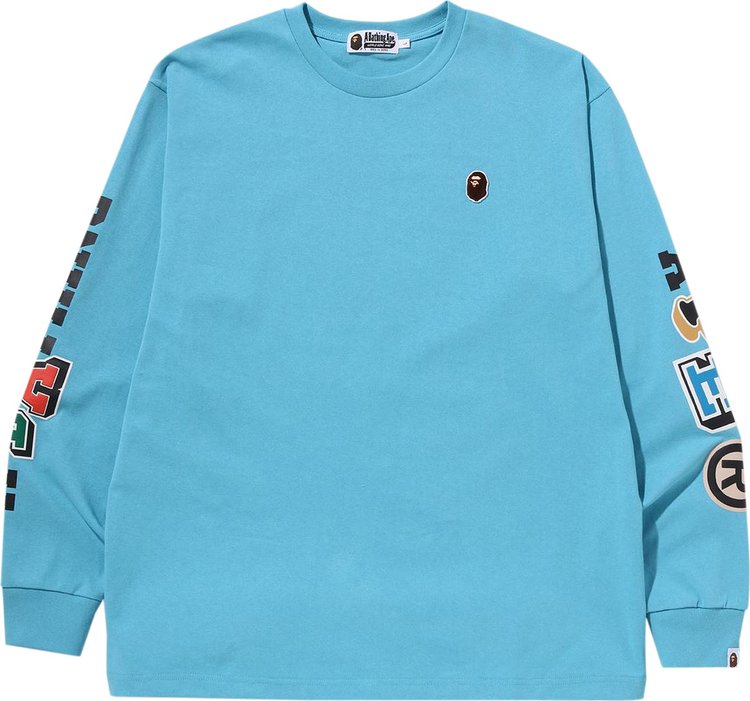 BAPE Multi Fonts Relaxed Fit Heavy Weight Long-Sleeve 'Sax'