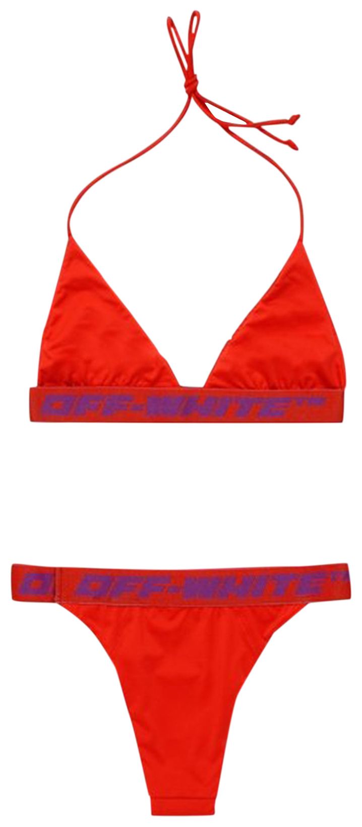 Off White Logo Band Bikini Coral Red