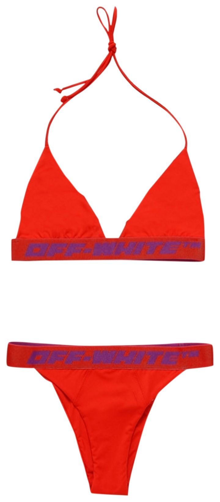 Off White Logo Band Bikini Coral Red