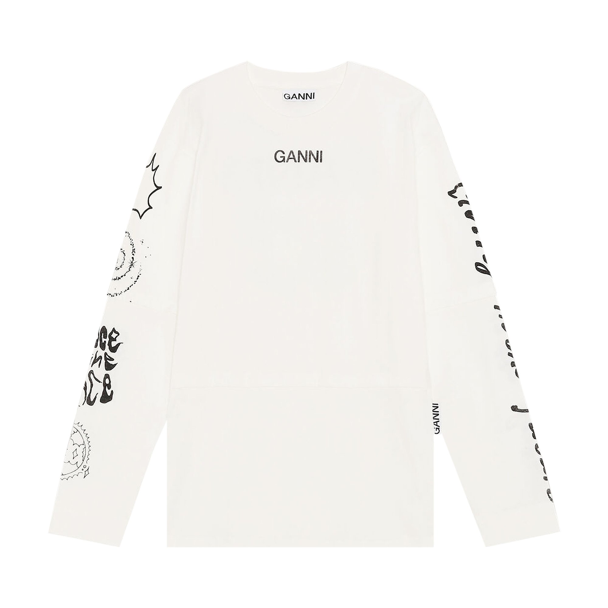 Buy GANNI Logo Long-Sleeve T-Shirt 'Egret' - T3059 135 EGRE | GOAT